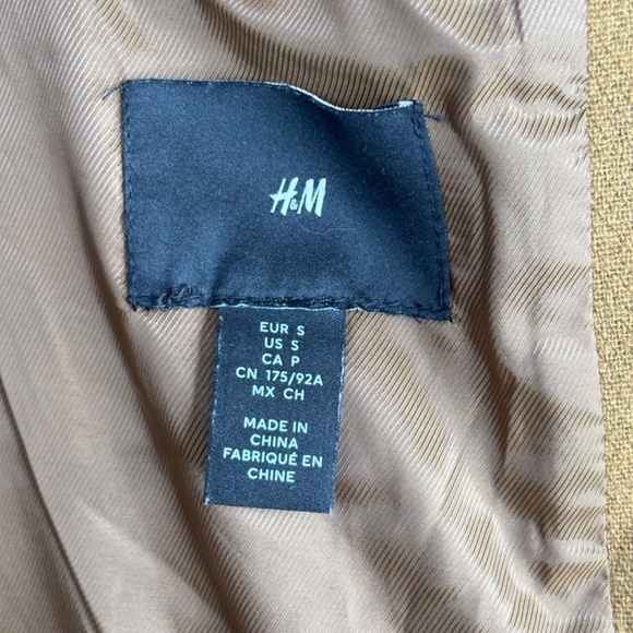 H&M Wool Shirt Jacket Mens S Double Pockets Camel Brown Minimalist Shacket Coat - Picture 8 of 13
